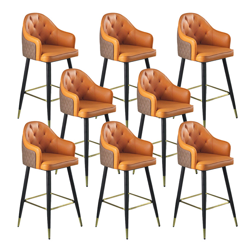 Glam Leather Bar Stool Backrest Counter Stool for Bristol with Metal Legs