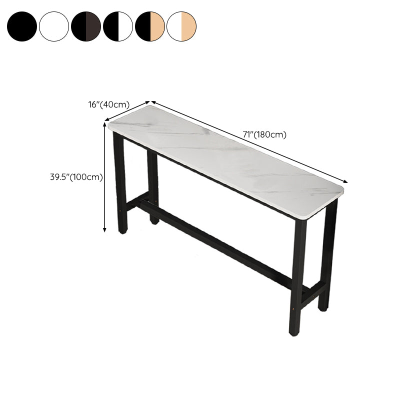 Modern Wooden Bistro Bar Table Rectangle Metal Base Bar Table