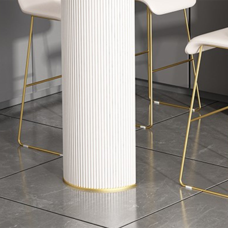 Industrial Free Form Bar Height Table Stone and Iron Bar Table with Double Pedestal