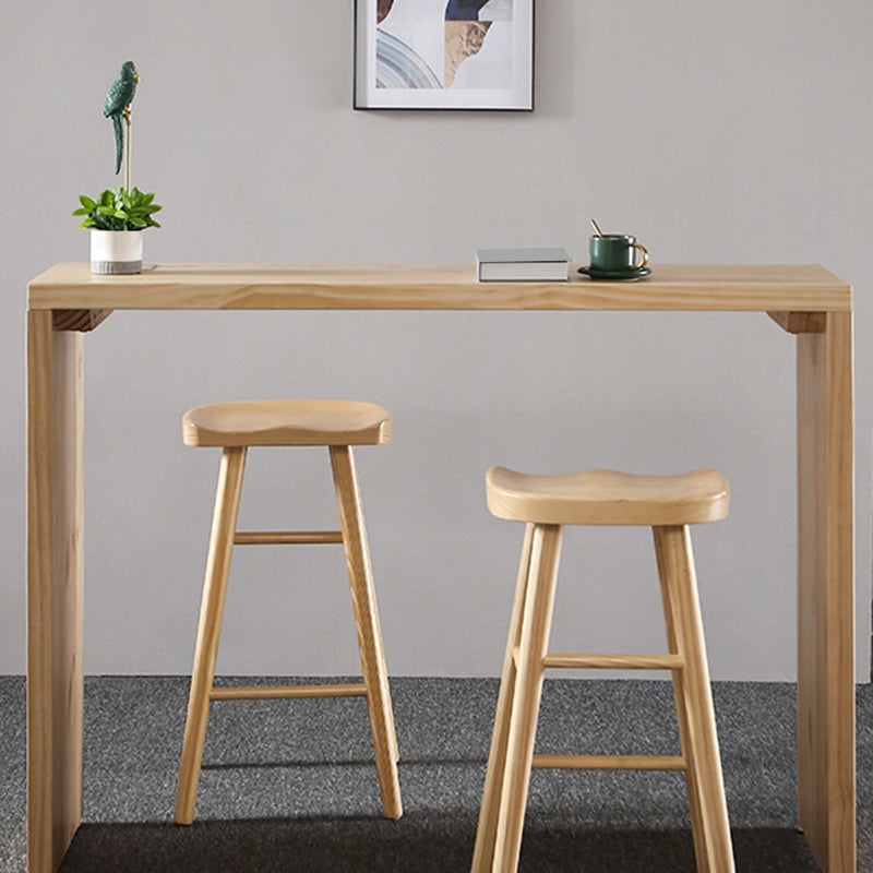 Rectangle Standard Height Bar Table Pine Solid Wood Bar Dining Table with Double Pedestal