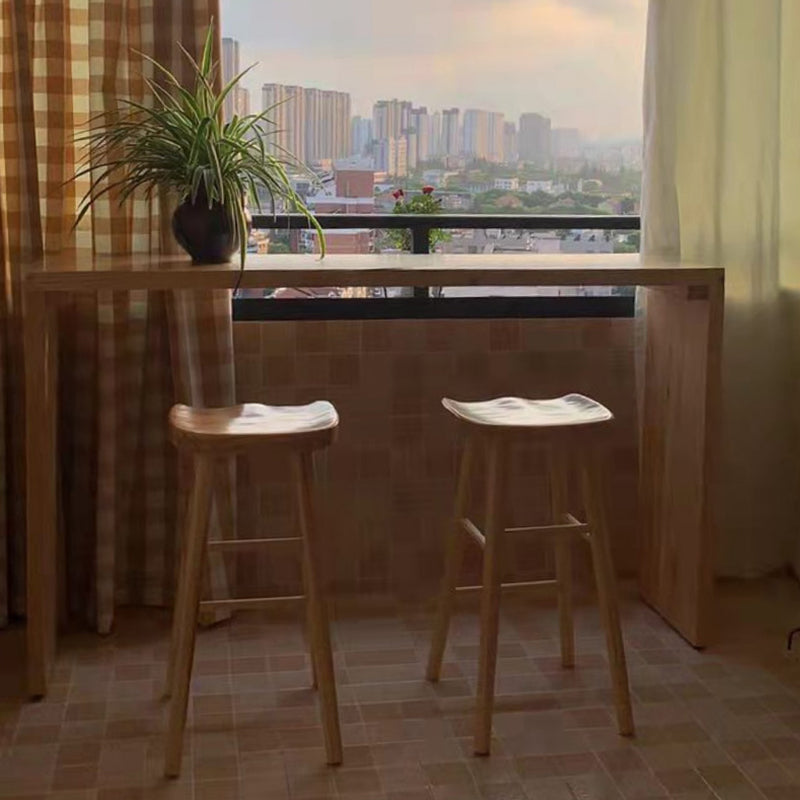 Rectangle Standard Height Bar Table Pine Solid Wood Bar Dining Table with Double Pedestal