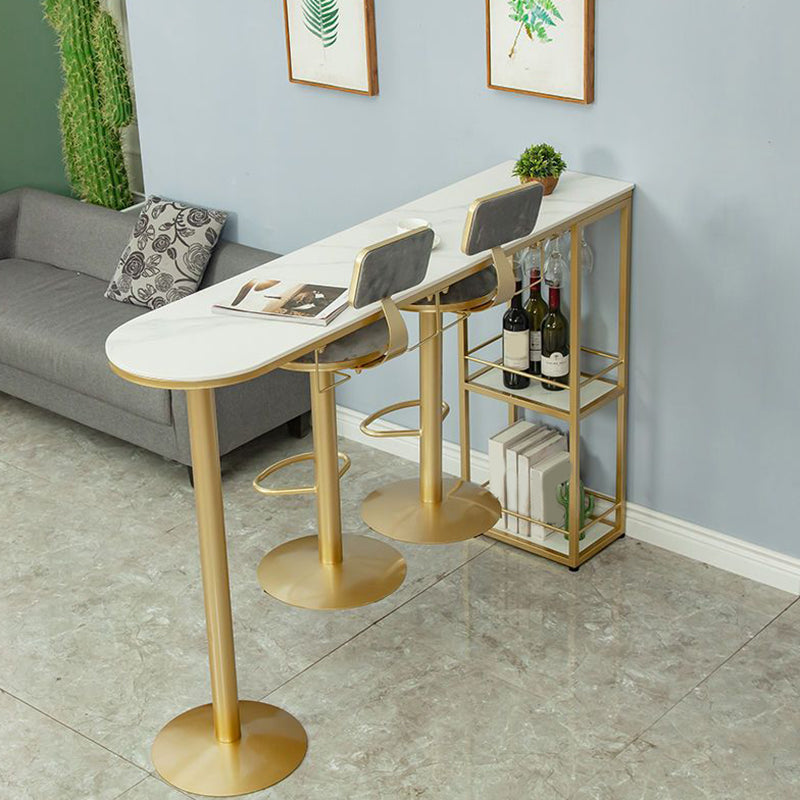 Sintered Stone Bistro Bar Table Modern Gold Frame Bar Table for Living Room