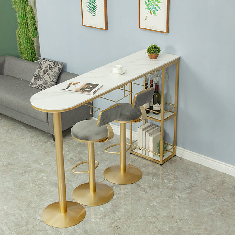 Sintered Stone Bistro Bar Table Modern Gold Frame Bar Table for Living Room