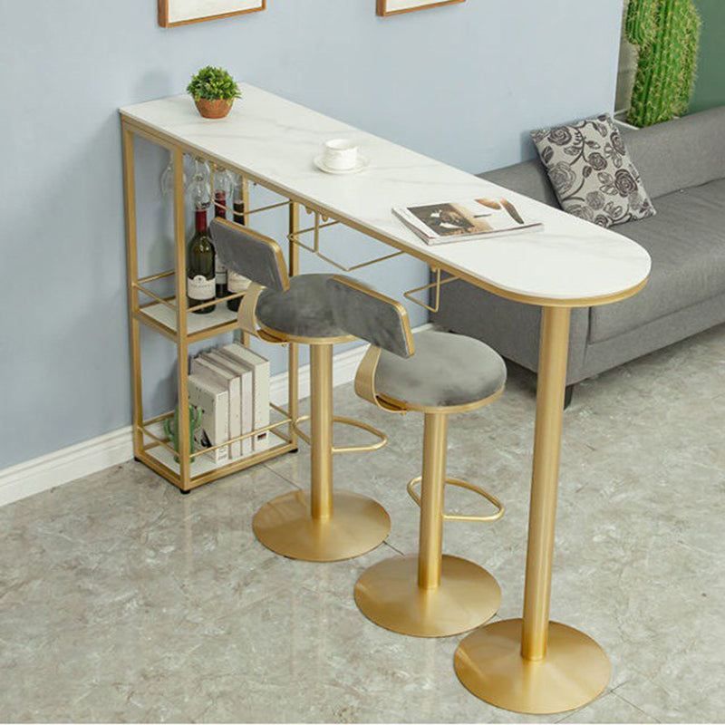 Sintered Stone Bistro Bar Table Modern Gold Frame Bar Table for Living Room