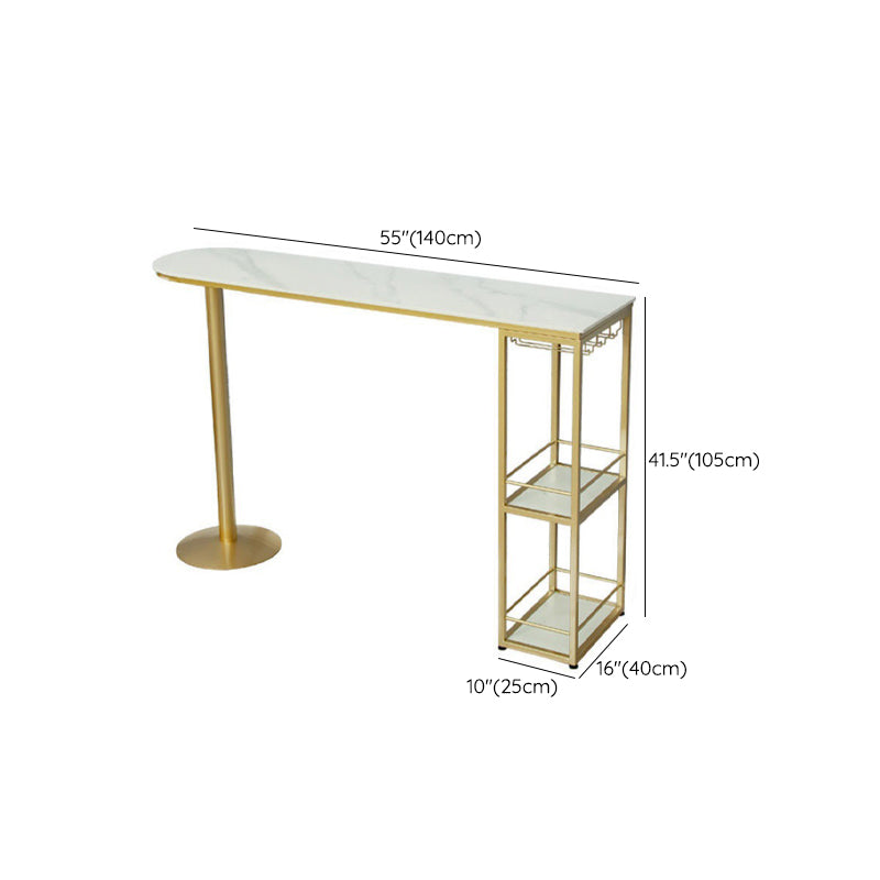 Sintered Stone Bistro Bar Table Modern Gold Frame Bar Table for Living Room