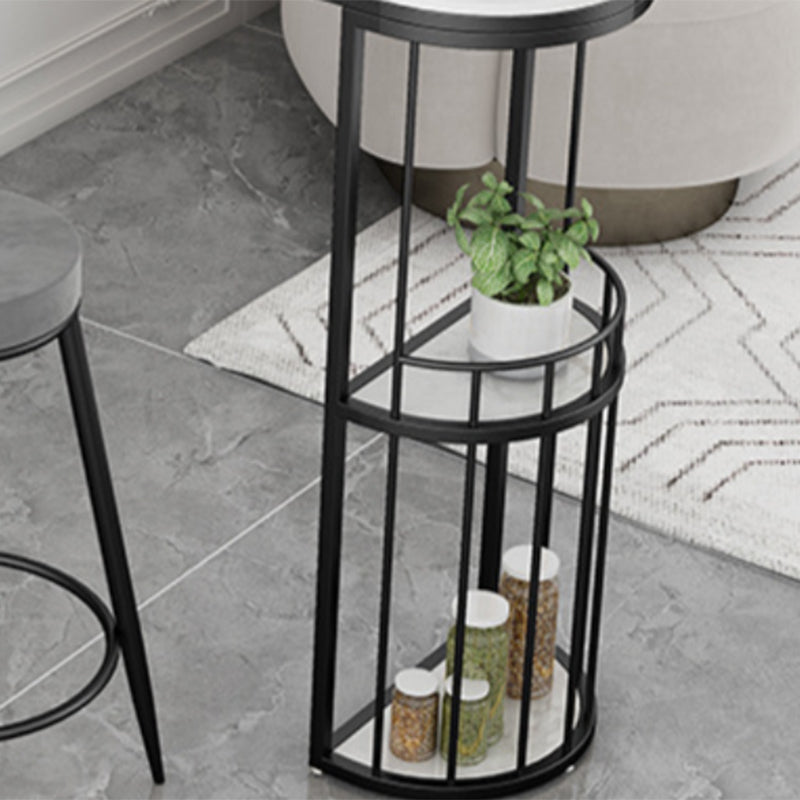 Industrial Free Form Bar Height Table Stone and Iron Bar Table with Storages