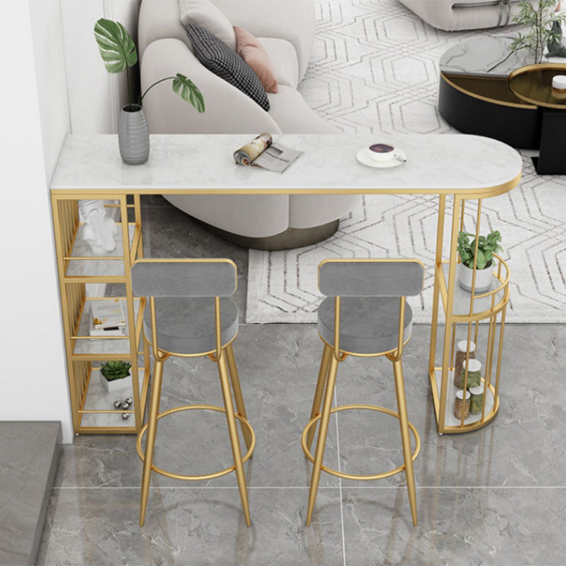 Industrial Free Form Bar Height Table Stone and Iron Bar Table with Storages