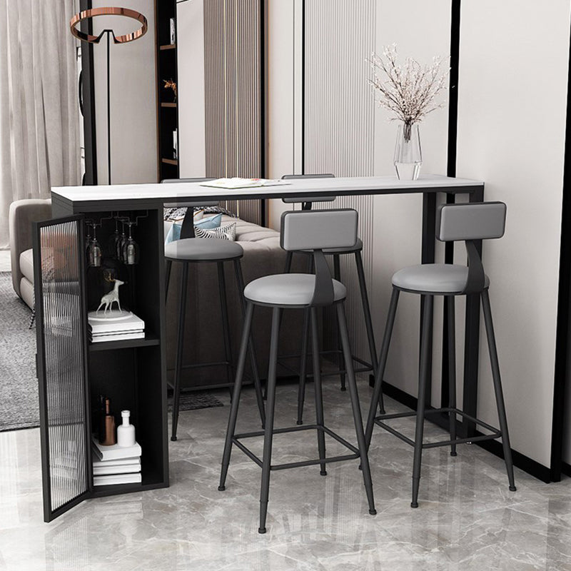 Modern Style Bistro Bar Table Sintered Stone Bar Table with Storage