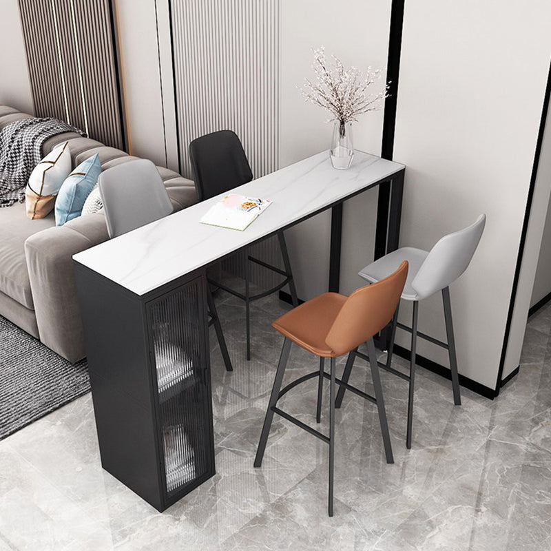 Modern Style Bistro Bar Table Sintered Stone Bar Table with Storage