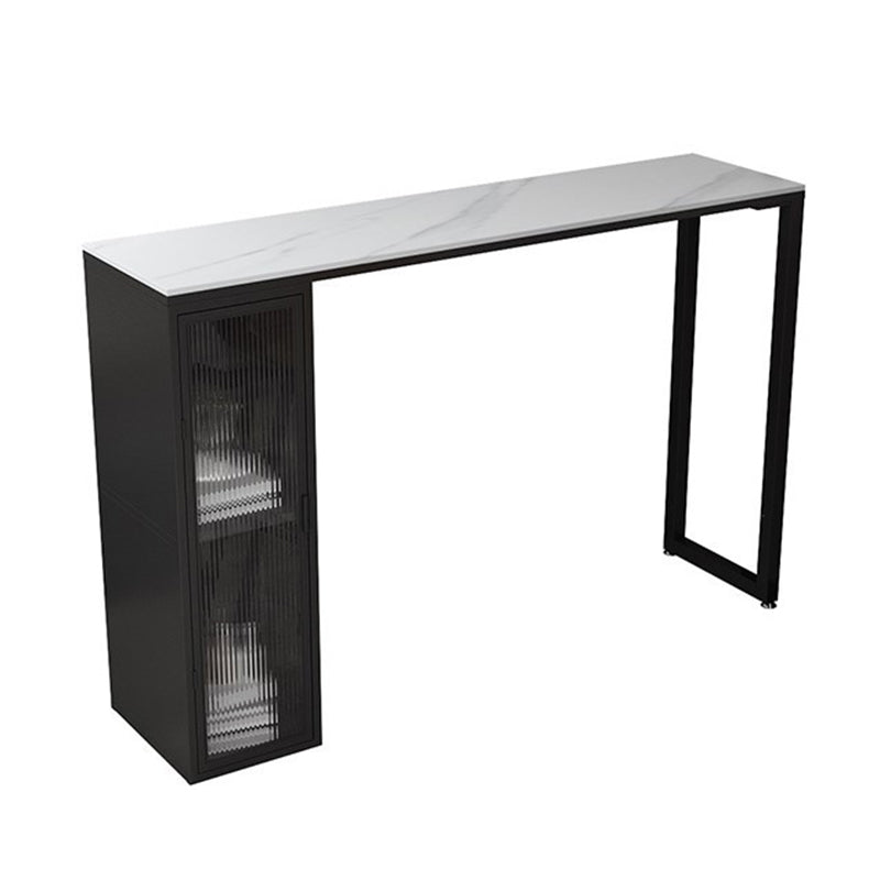 Modern Style Bistro Bar Table Sintered Stone Bar Table with Storage
