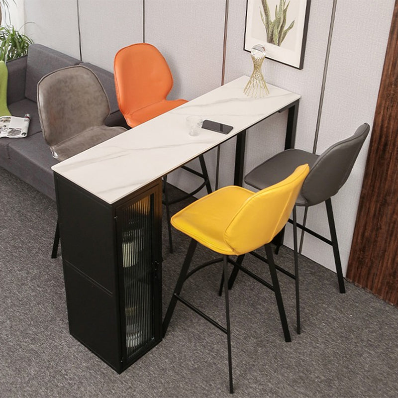 Modern Style Bistro Bar Table Sintered Stone Bar Table with Storage