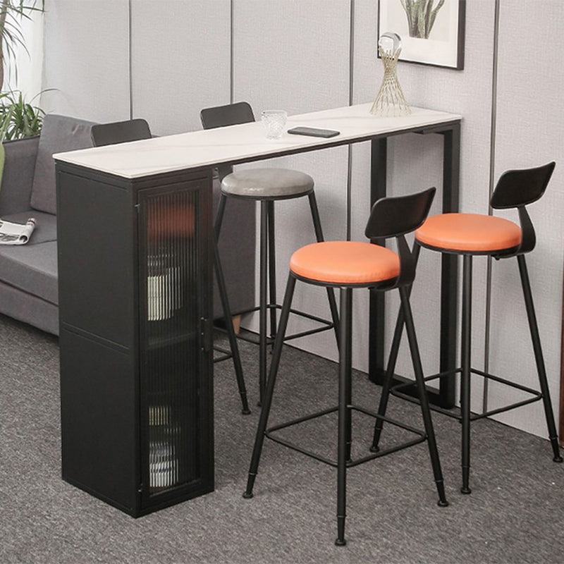 Modern Style Bistro Bar Table Sintered Stone Bar Table with Storage