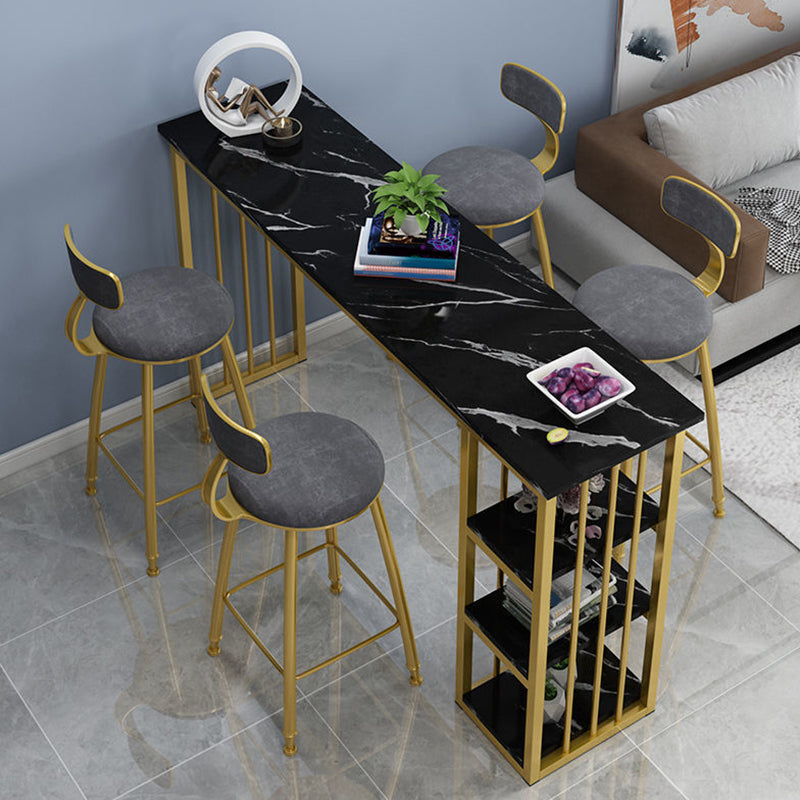 Modern Style Bistro Bar Table Rectangle Wine Rack Bar Table for Living Room