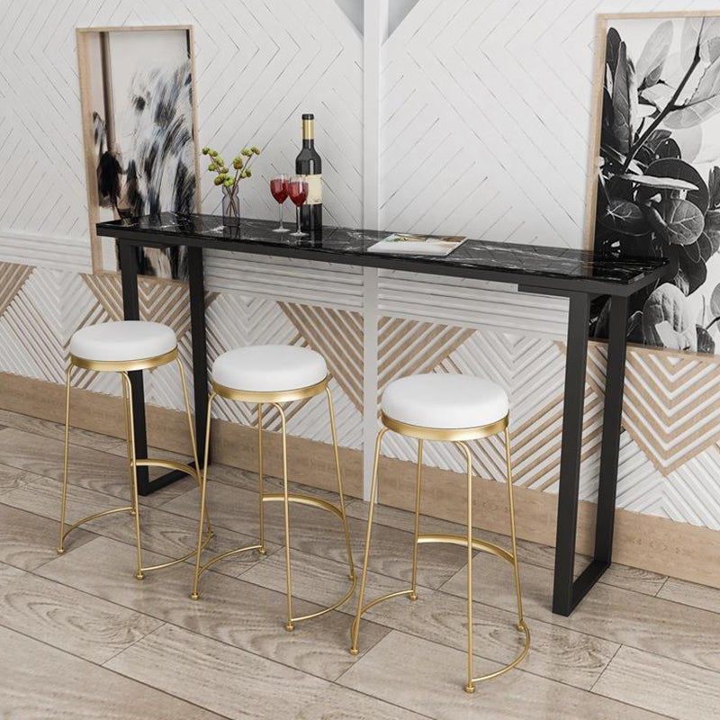 Modern Faux Marble Bistro Bar Table Rectangle Metal Base Bar Table