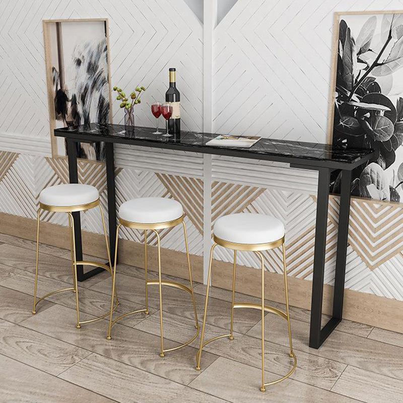 Modern Faux Marble Bistro Bar Table Rectangle Metal Base Bar Table