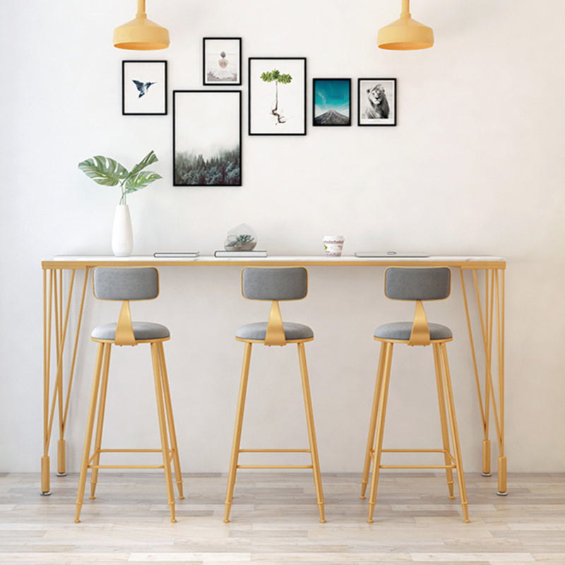 Glam Style Bistro Bar Table Rectangle Faux Marble Bar Table for Living Room