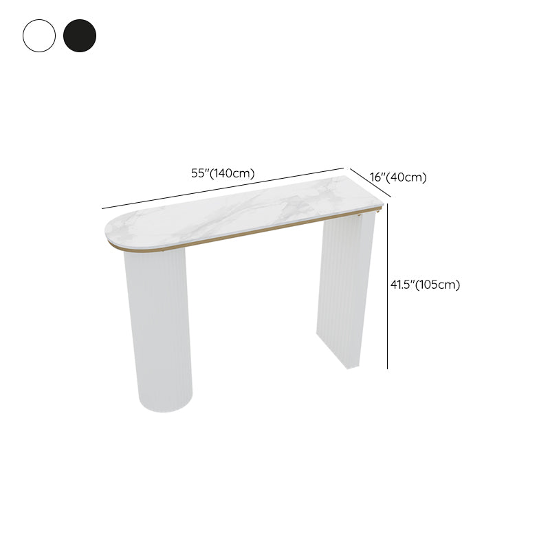 Faux Marble Bistro Bar Table Double Pedestal Bar Table for Living Room