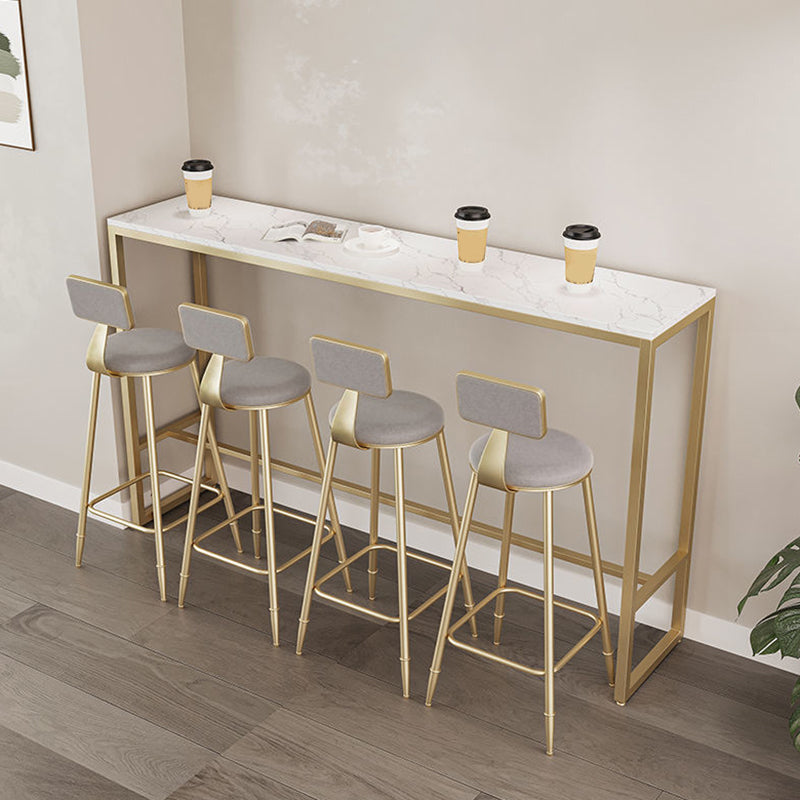 Faux Marble Bistro Bar Table Rectangle Trestle Bar Table for Living Room