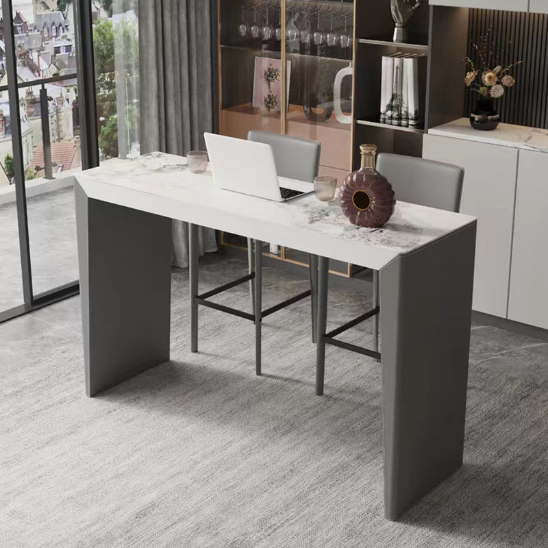 Sintered Stone Bistro Bar Table Modern Double Pedestal Bar Table for Home