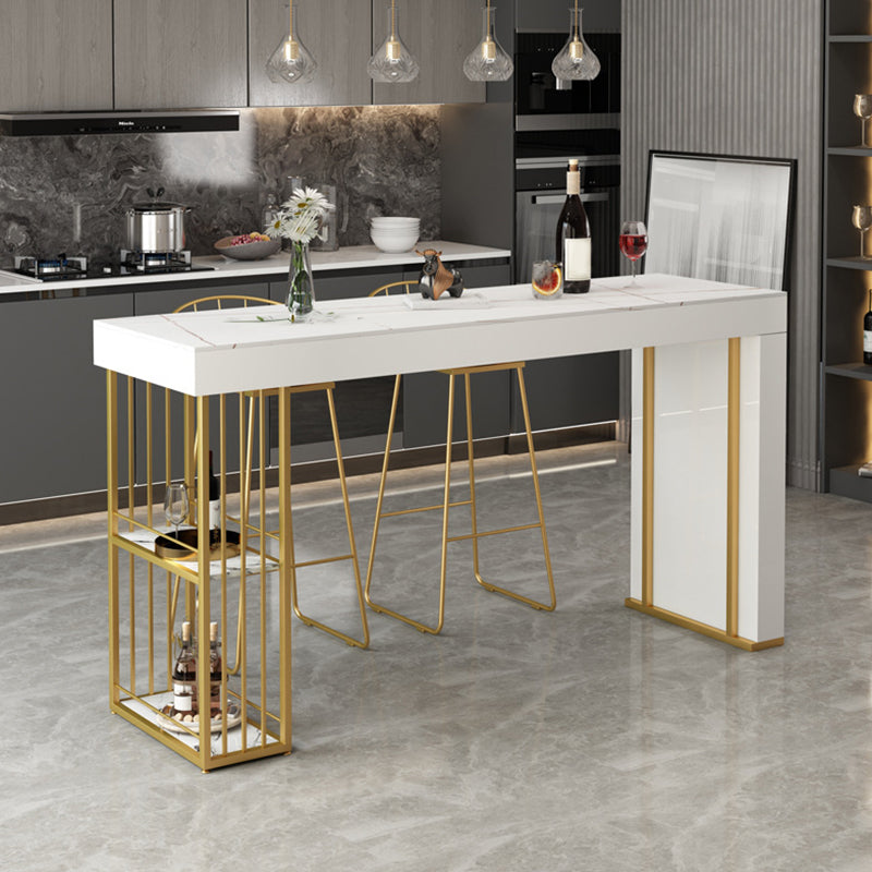 Modern Rectangle Bistro Bar Table Sintered Stone Storage Bar Table