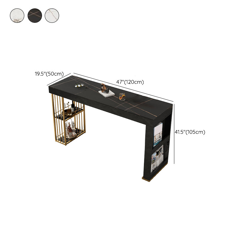 Modern Rectangle Bistro Bar Table Sintered Stone Storage Bar Table