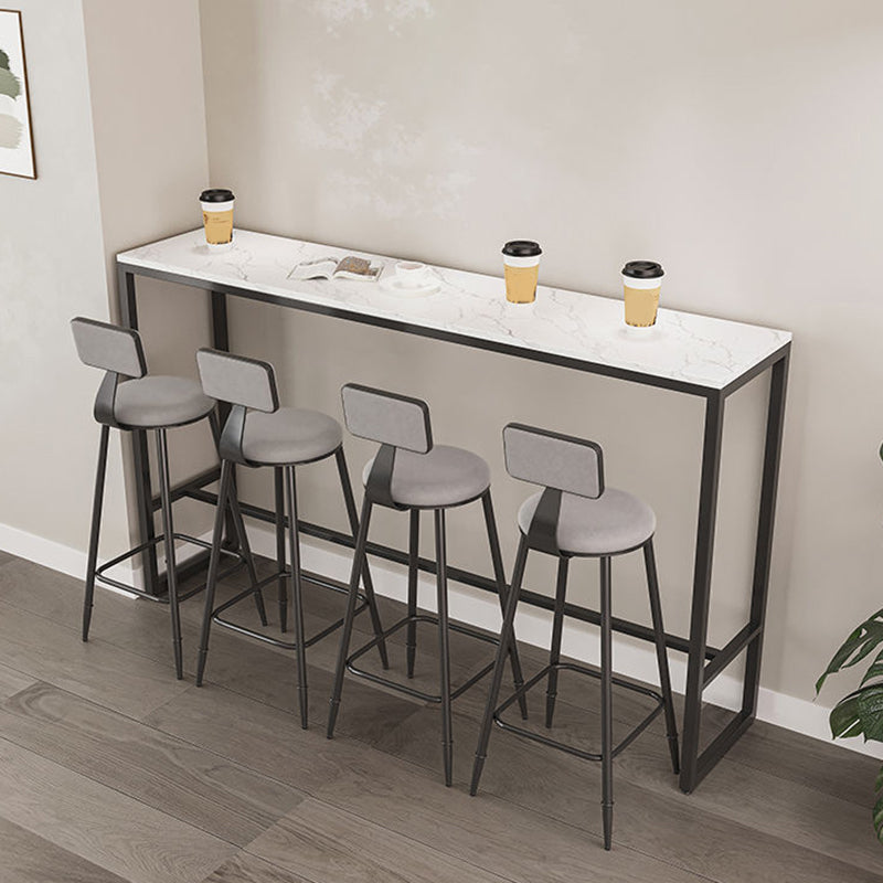 Modern Footrest Bistro Bar Table Rectangle Trestle Bar Table for Dining Room