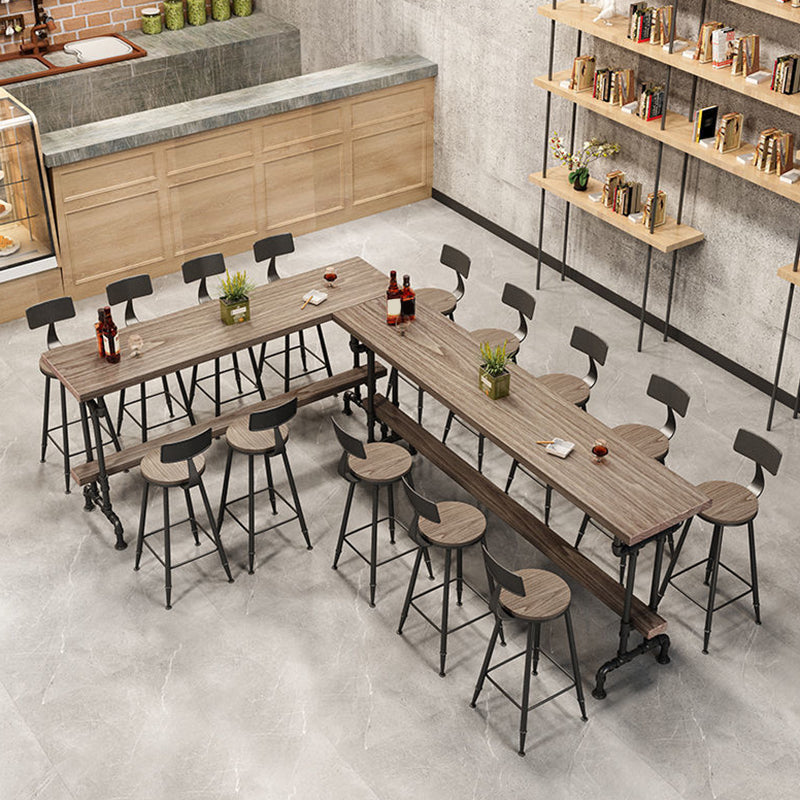 Solid Wood Bistro Bar Table Rectangle Black Base Bar Table for Dining Room