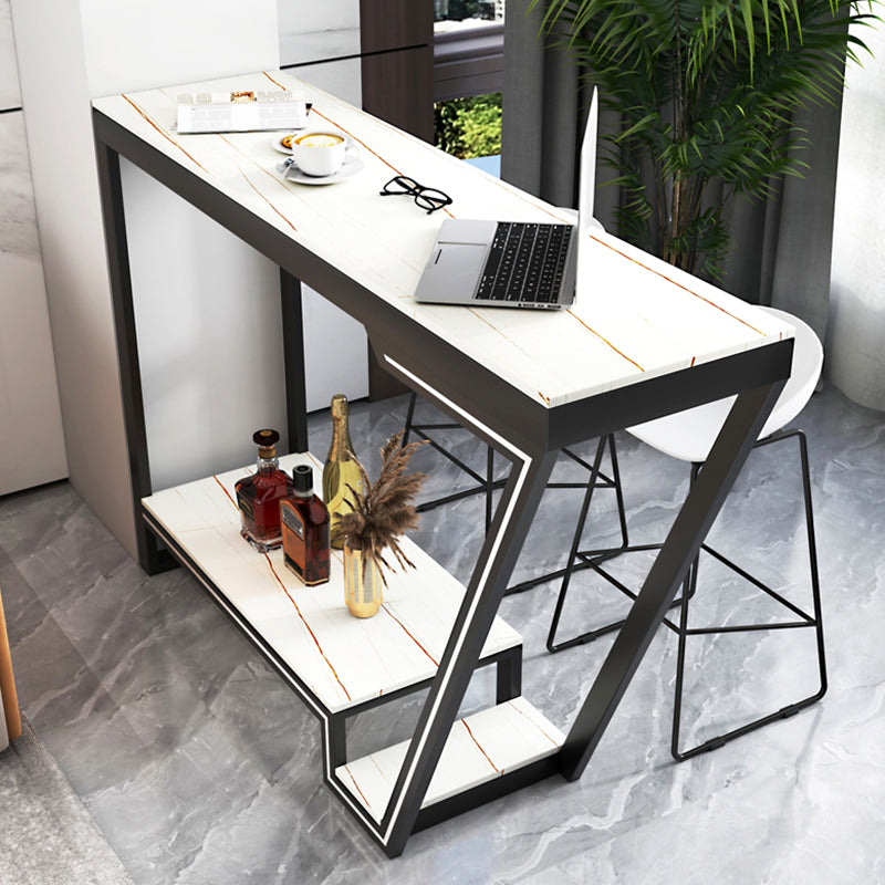 Glam Bistro Bar Table Rectangle Sintered Stone Bar Table for Living Room