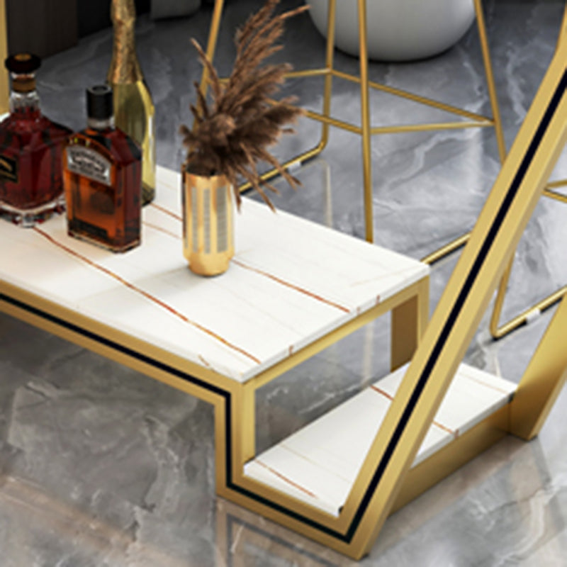 Glam Bistro Bar Table Rectangle Sintered Stone Bar Table for Living Room