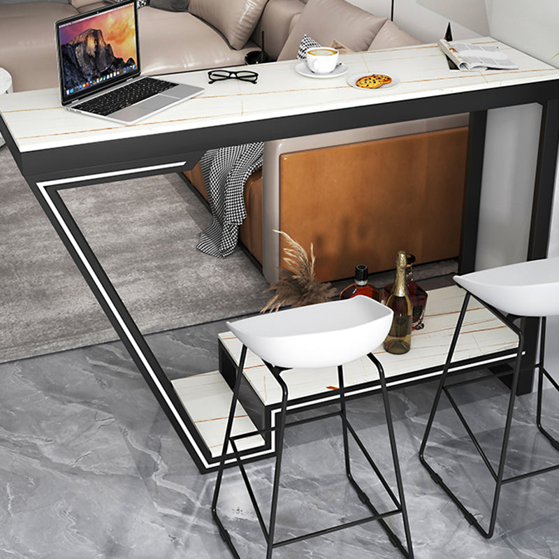 Glam Bistro Bar Table Rectangle Sintered Stone Bar Table for Living Room