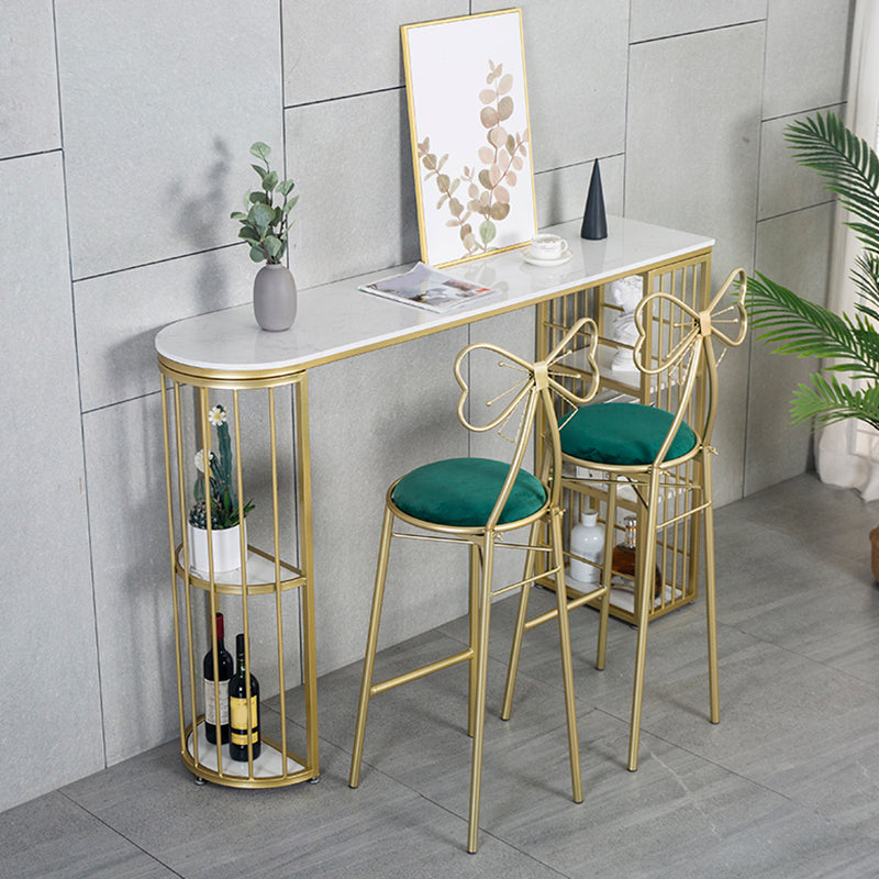 Faux Marble Bistro Bar Table Modern Gold Base Bar Table for Home