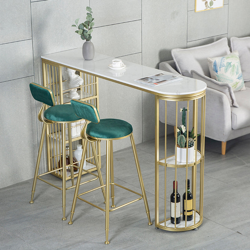 Faux Marble Bistro Bar Table Modern Gold Base Bar Table for Home