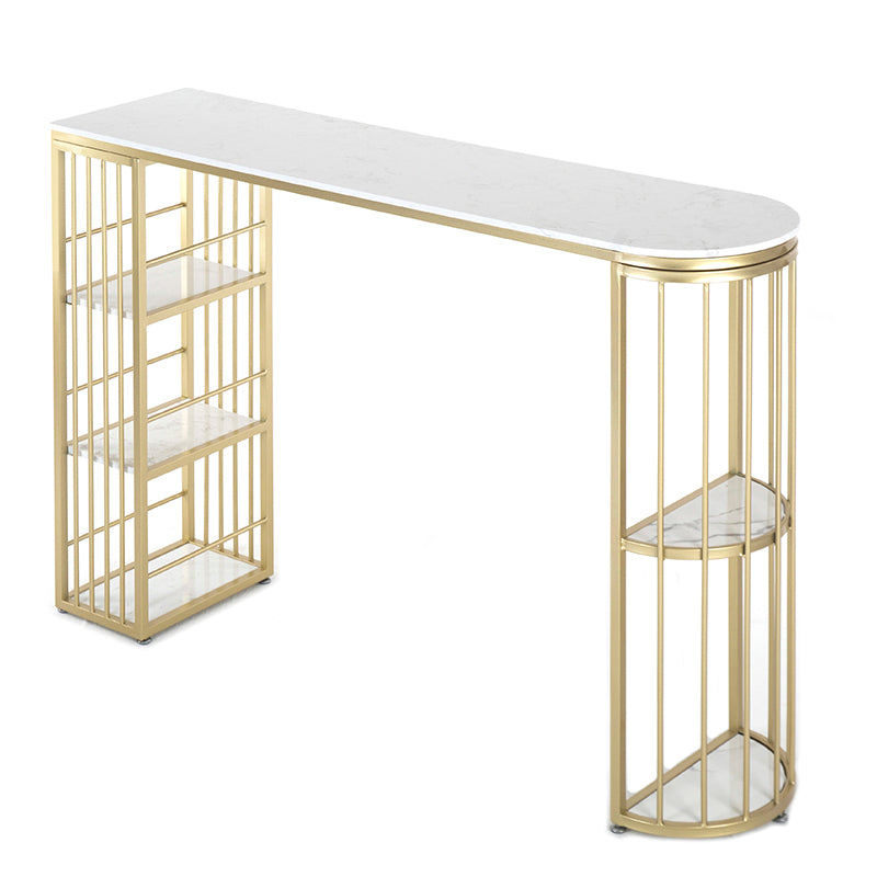 Faux Marble Bistro Bar Table Modern Gold Base Bar Table for Home
