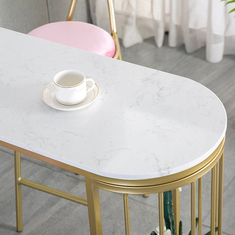 Faux Marble Bistro Bar Table Modern Gold Base Bar Table for Home