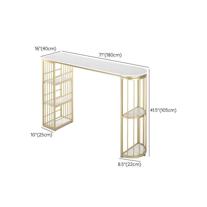 Faux Marble Bistro Bar Table Modern Gold Base Bar Table for Home