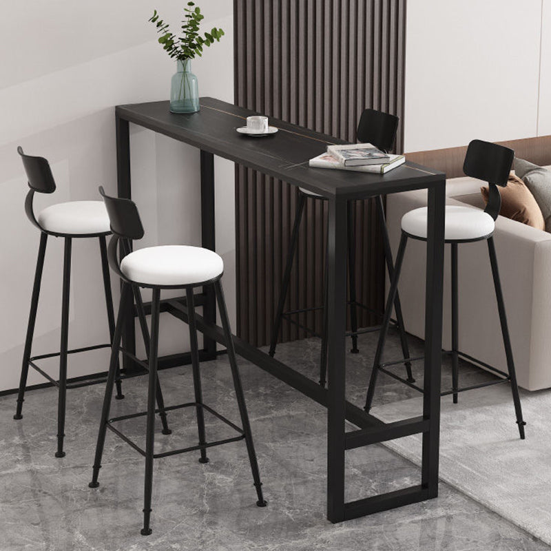 Sintered Stone Bistro Bar Table Footrest Metal Base Bar Table for Living Room