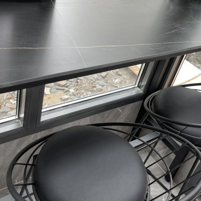 Sintered Stone Bistro Bar Table Footrest Metal Base Bar Table for Living Room