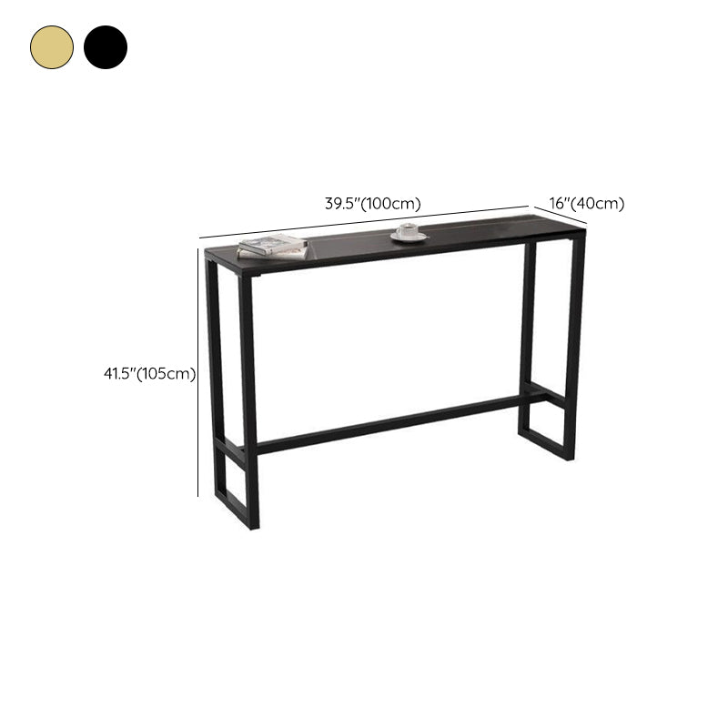 Sintered Stone Bistro Bar Table Footrest Metal Base Bar Table for Living Room