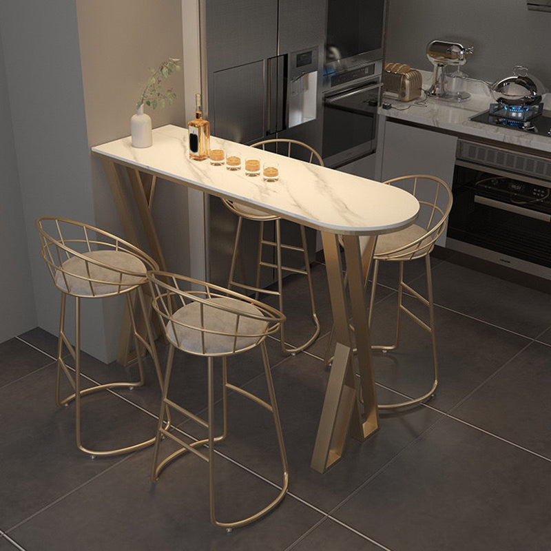 Sintered Stone Bistro Bar Table Metal Base Bar Table for Kitchen