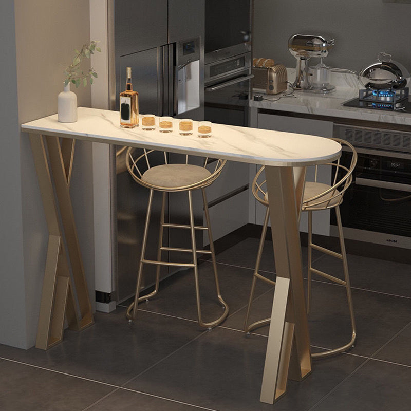 Sintered Stone Bistro Bar Table Metal Base Bar Table for Kitchen