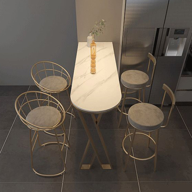 Sintered Stone Bistro Bar Table Metal Base Bar Table for Kitchen