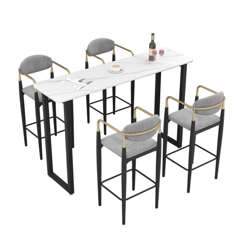 Rectangle Sintered Stone Bar Table Sled Base Dining Table in White