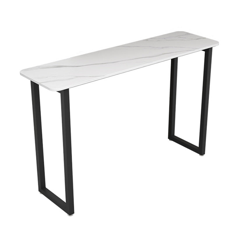 Rectangle Sintered Stone Bar Table Sled Base Dining Table in White