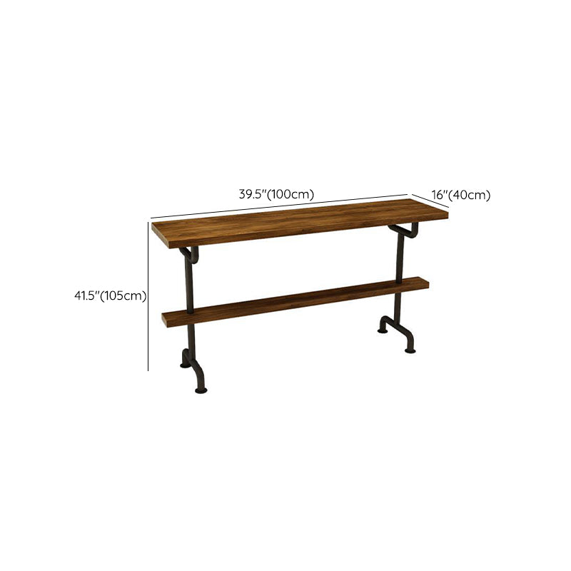 Industrial Wood Bar Table Trestle Base Dining Table for Kitchen Living Room
