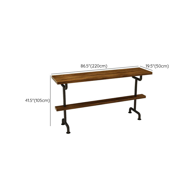 Industrial Wood Bar Table Trestle Base Dining Table for Kitchen Living Room