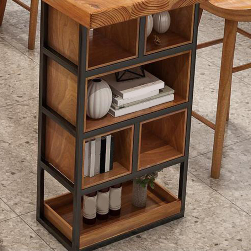 Modern Wood Bar Table Tulip Dining Table with Storage Shelves