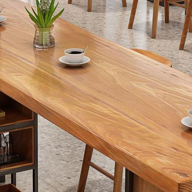Modern Wood Bar Table Tulip Dining Table with Storage Shelves