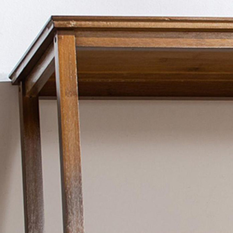 Solid Wood Bar Table Brown Trestle Base Dining Table for Kitchen Living Room