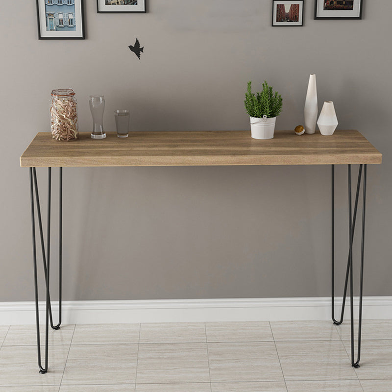 Modern Brown Wooden Bar Table Rectangle Dining Table for Kitchen Living Room Coffee Room