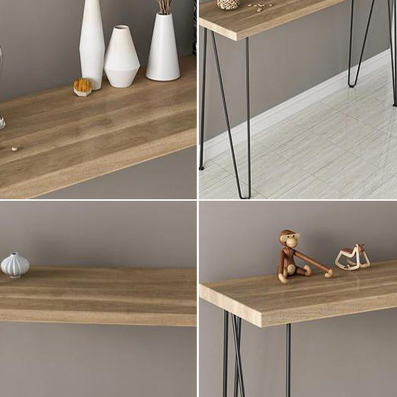 Modern Brown Wooden Bar Table Rectangle Dining Table for Kitchen Living Room Coffee Room